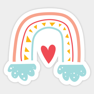 Rainbow Heart Design Sticker